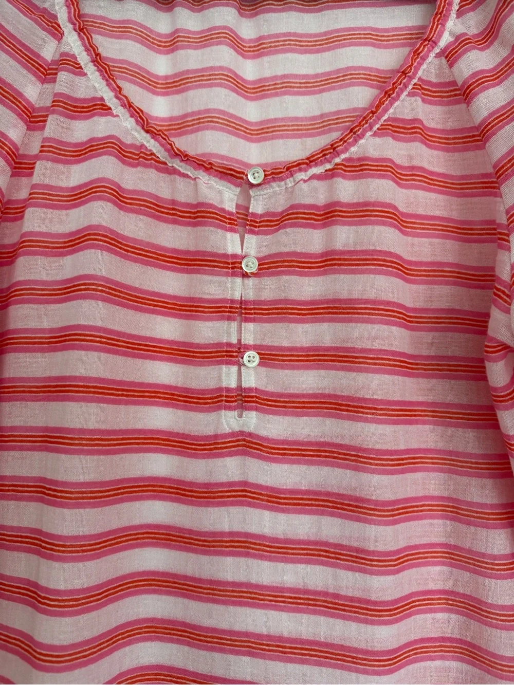J.Crew Pink Stripe Gauze Beach Cover Up Tunic Large Lightweight Cotton
